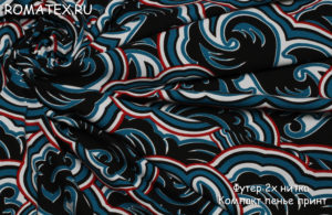 Ткань для рукоделия
 Футер принт узор цвет темно-синий
