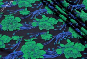 Ткань для рукоделия
 Жаккард тафта «КИТАЙСКАЯ РОЗА» цвет темно-синий зеленые цветы