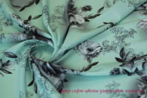 Швейная ткань
 Супер софт «Цветы узоры» цвет мятный
